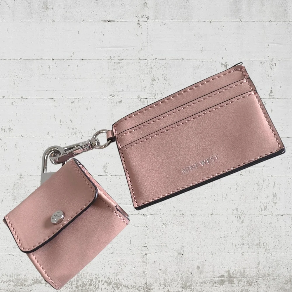 Nine West Blush AirPods Case & Card Holder Keychain Set